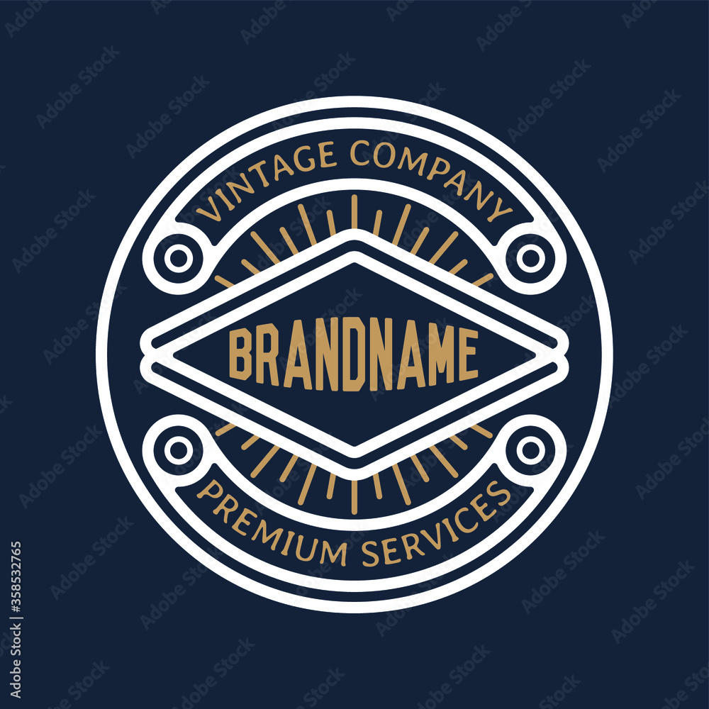 Design Element in Vintage Style for Logotype, Label, Badge and other design. Retro vector illustration