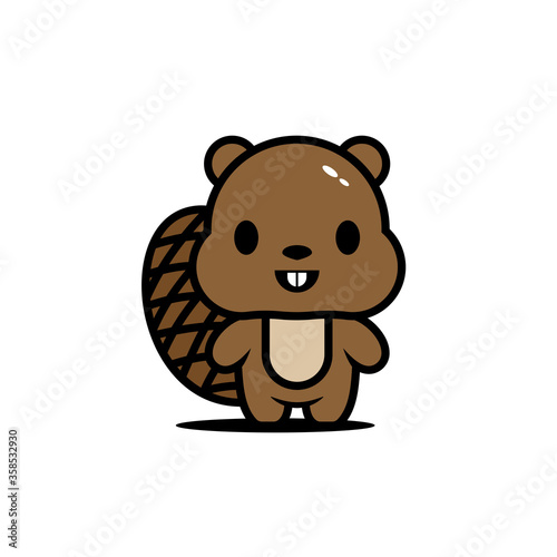 cute beaver character vector