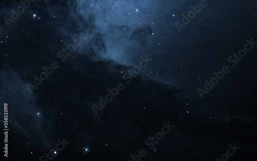 Deep black space. Science 3D illustration of space. Elements furnished by Nasa