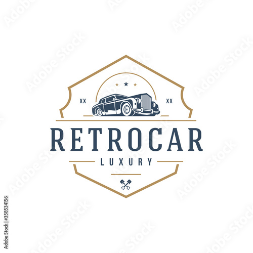 Classic car logo template vector design element vintage style