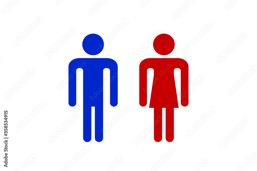 Blue man and red woman icon sign logo illustration Blue man and red woman icon sign logo illustration