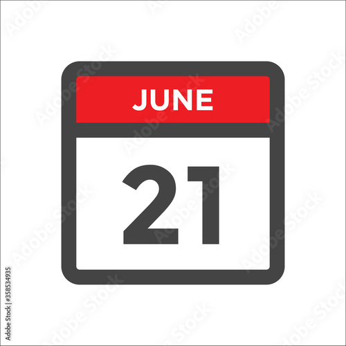June 21 calendar icon with day of month