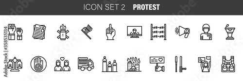 Simple Set of Protest Vector Line Icons. Contains such Icons as Protest, Strike and more.