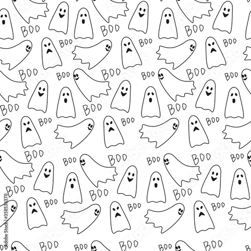 Vector seamless pattern casts and Boo. Halloween background.