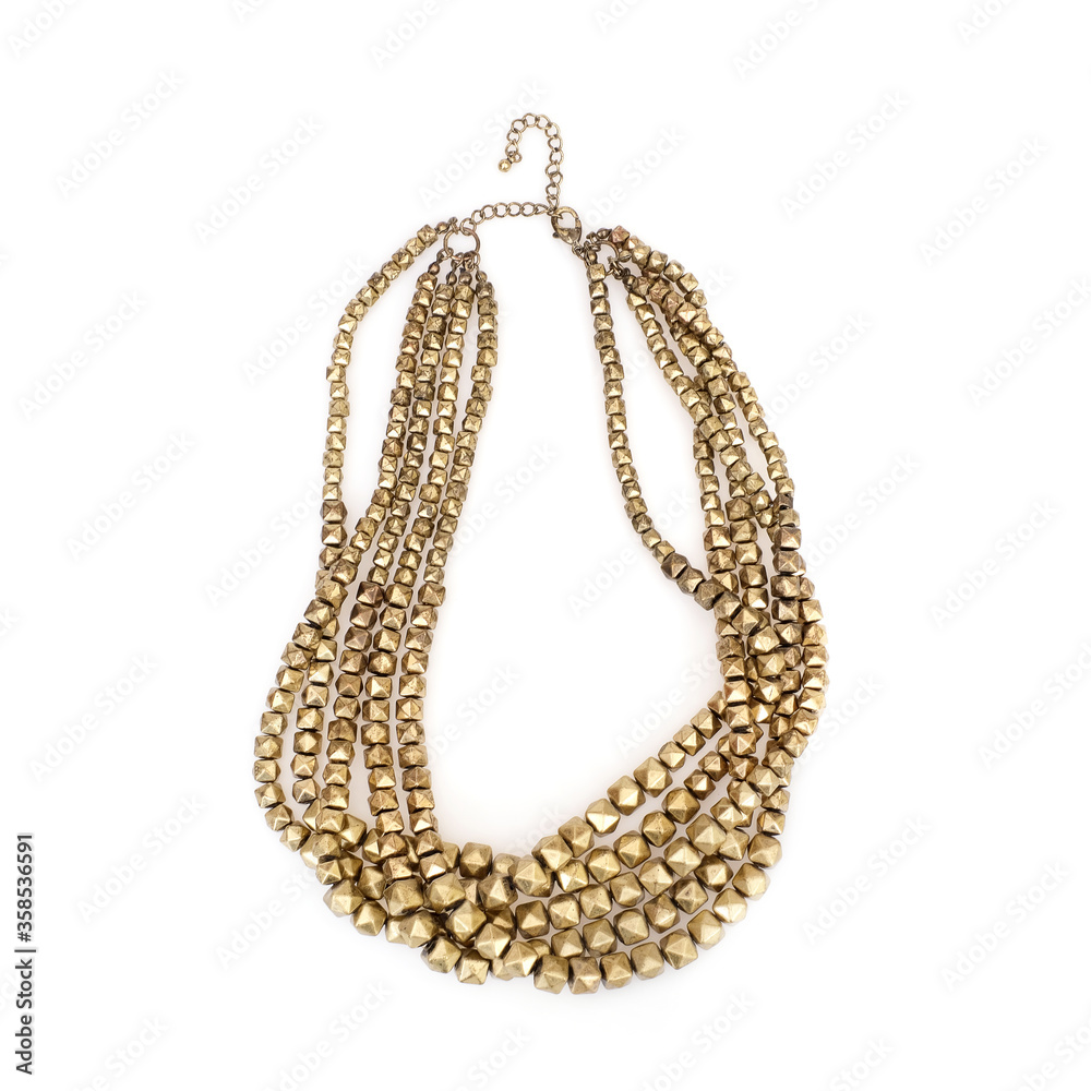 Golden necklaces isolated on a white background Golden necklaces isolated on a white background