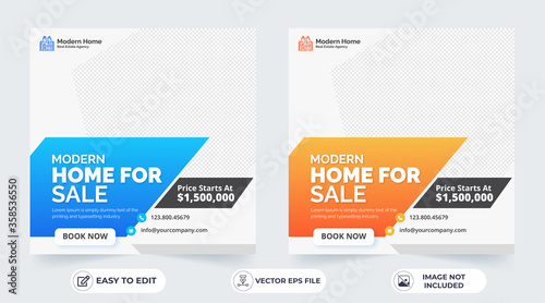 Real Estate Social Media Post Layout template design.