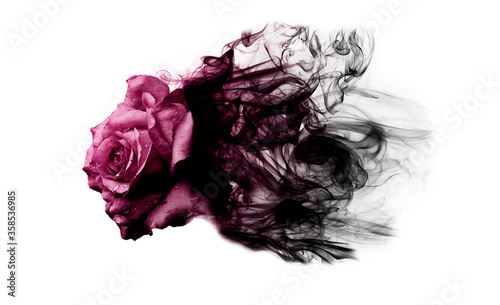 Smoke rose from