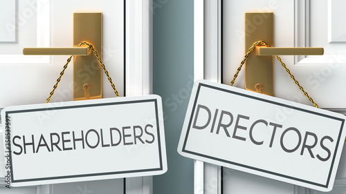 Photography Shareholders and directors as a choice - pictured as words Shareholders, directo