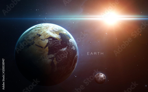 Fototapeta Naklejka Na Ścianę i Meble -  Earth - High resolution. Science 3D illustration of space. Elements furnished by Nasa