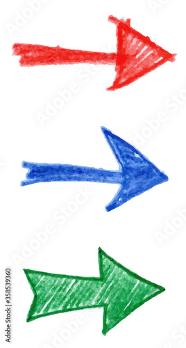 手描き矢印　色鉛筆