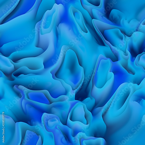 Blue abstract seamless pattern. Organic gradient surreal background. Fluid shapes. Melting wax.