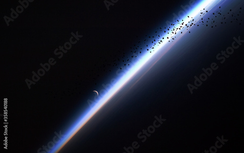 Space trash orbiting Earth