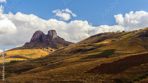It's Beautiful sight of a two peaks rock and the mountain in Madagascar