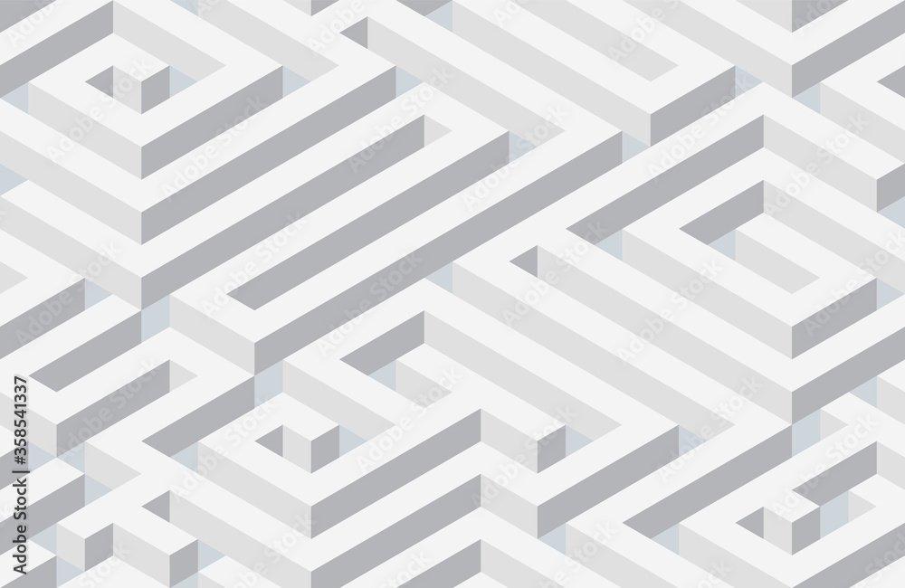 Seamless isometric maze. Grey endless isometric labyrinth. Seamless pattern. Vector illustration Seamless isometric maze. Grey endless isometric labyrinth. Seamless pattern. Vector illustration