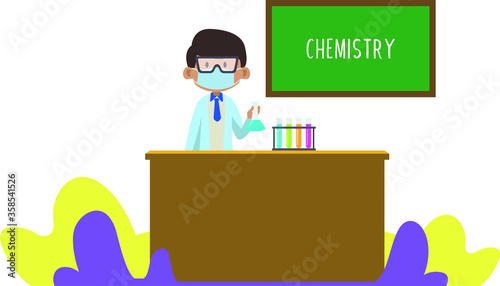 A student practicing chemistry in chemistry class
