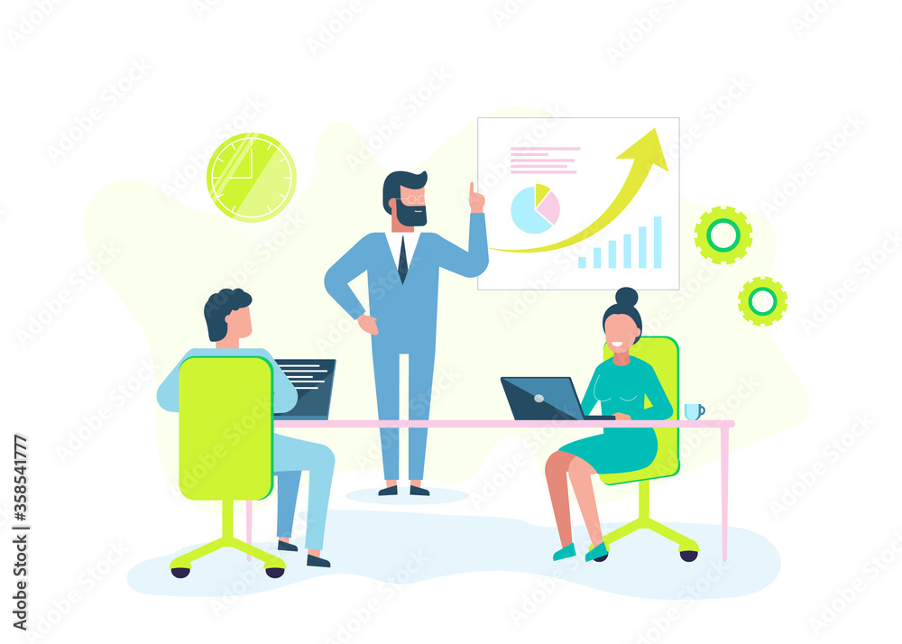 Buisness concept. vector illustration of business, office work study infographics, evolution scale analysis Buisness concept. vector illustration of business, office work study infographics, evolution scale analysis