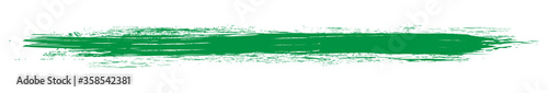 Green brush stroke isolated on white background. Trendy brush stroke for green ink paint, grunge backdrop, dirt banner, watercolor design and dirty texture. Brush stroke vector illustration