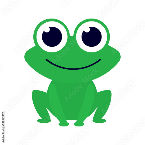 Cute, smiling little frog. Vector cartoon character for children.