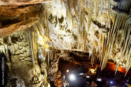 PROMETHEUS CAVE, GEORGIA - JUNE 18: Prometheus cave near Tskaltubo, Georgia on June 18, 2013. It is one of Georgia’s natural wonders with many breathtaking examples of stalactites, stalagmites. photo