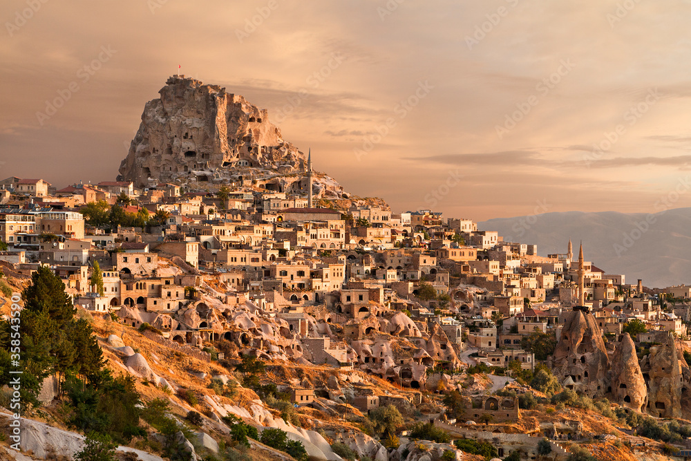 Town of Uchisar at the sunrise, Cappadocia