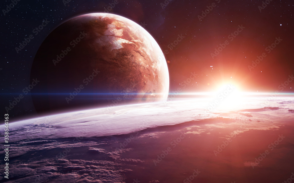 Space background with planets