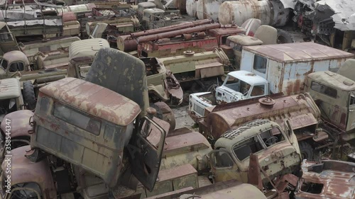 
Video from the drone. Equipment cemetery in the village of Buryakovka. Radioactive transport that participated in the liquidation of the Chernobyl accident. Remains of burial equipment. Exclusive sho