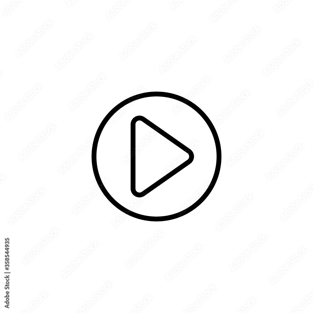Media player - Play button icon in black line style icon, style isolated on white background Media player - Play button icon in black line style icon, style isolated on white background