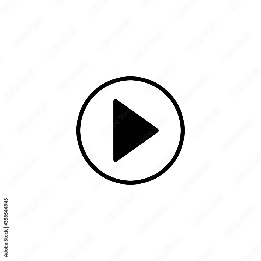 Media player - Play button icon in black flat glyph, filled style isolated on white background Media player - Play button icon in black flat glyph, filled style isolated on white background