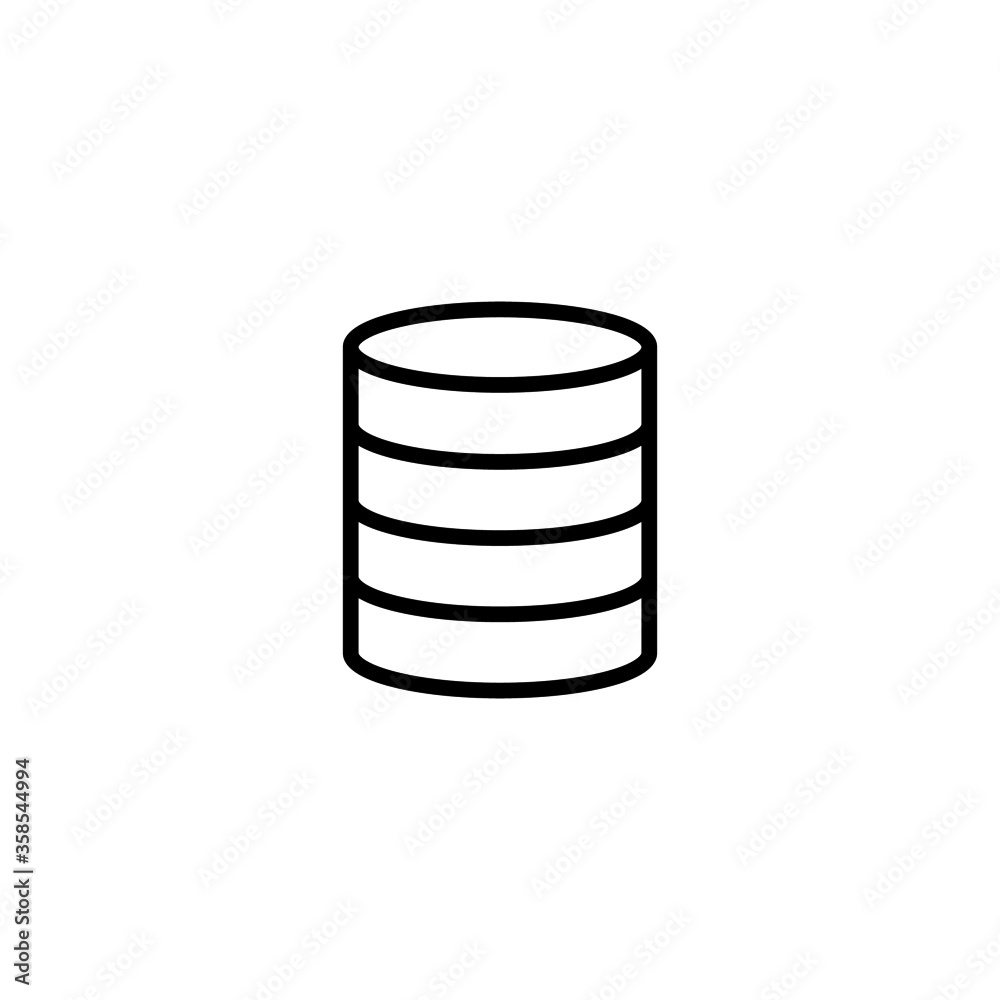 Database Icon in black line style icon, style isolated on white background Database Icon in black line style icon, style isolated on white background