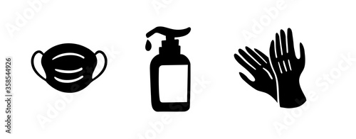 Sanitation accessories Icon - help during Coronavirus or COVID19