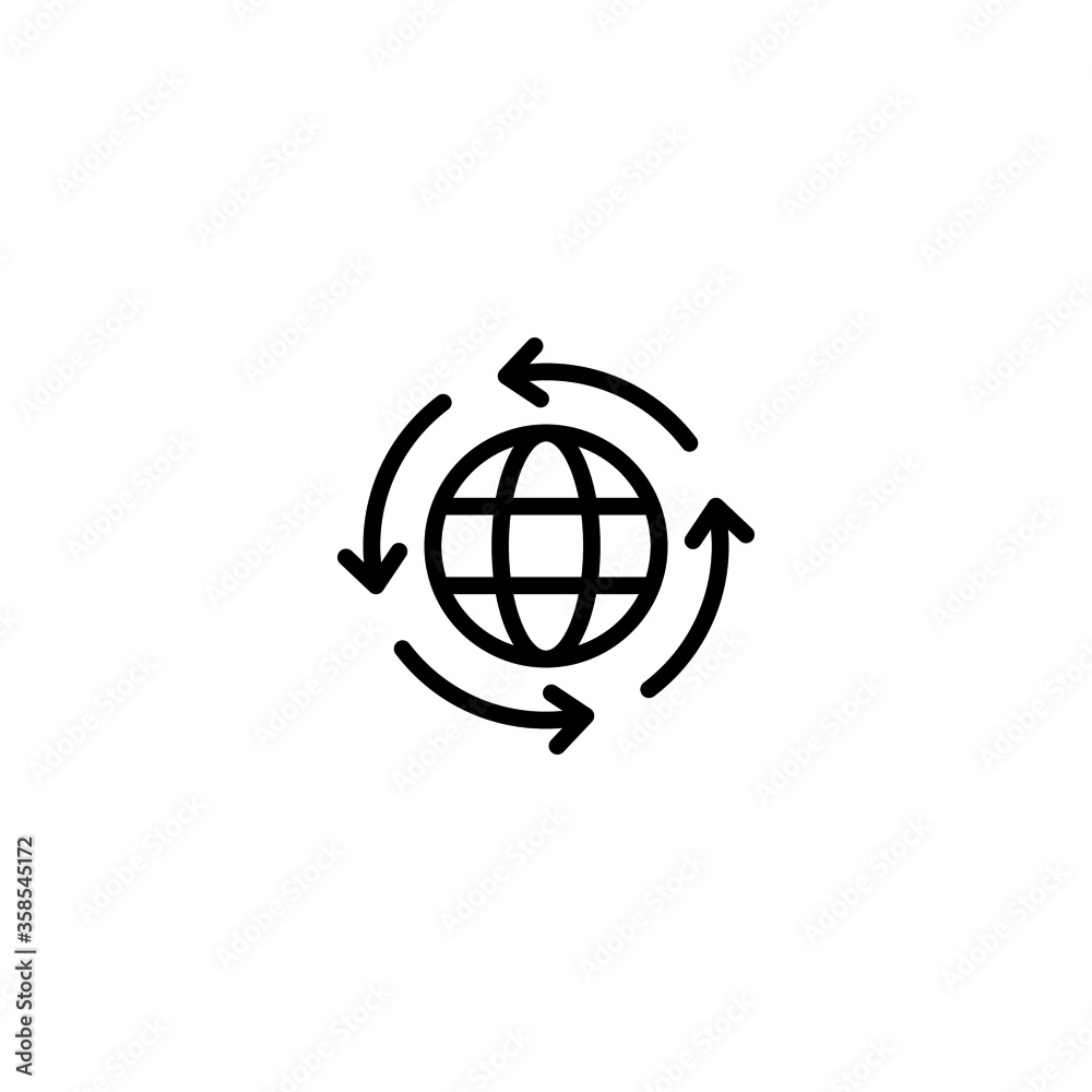Internet Icon in black line style icon, style isolated on white background Internet Icon in black line style icon, style isolated on white background