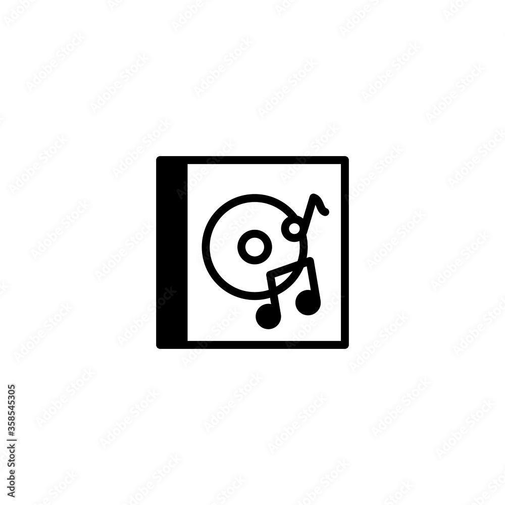 Music Album Icon in black flat glyph, filled style isolated on white background Music Album Icon in black flat glyph, filled style isolated on white background