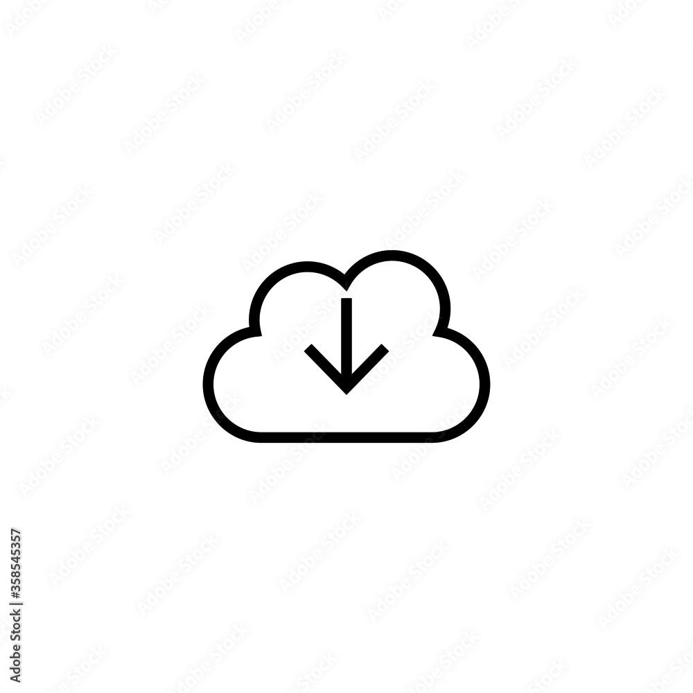 Cloud Download Icon in black line style icon, style isolated on white background Cloud Download Icon in black line style icon, style isolated on white background
