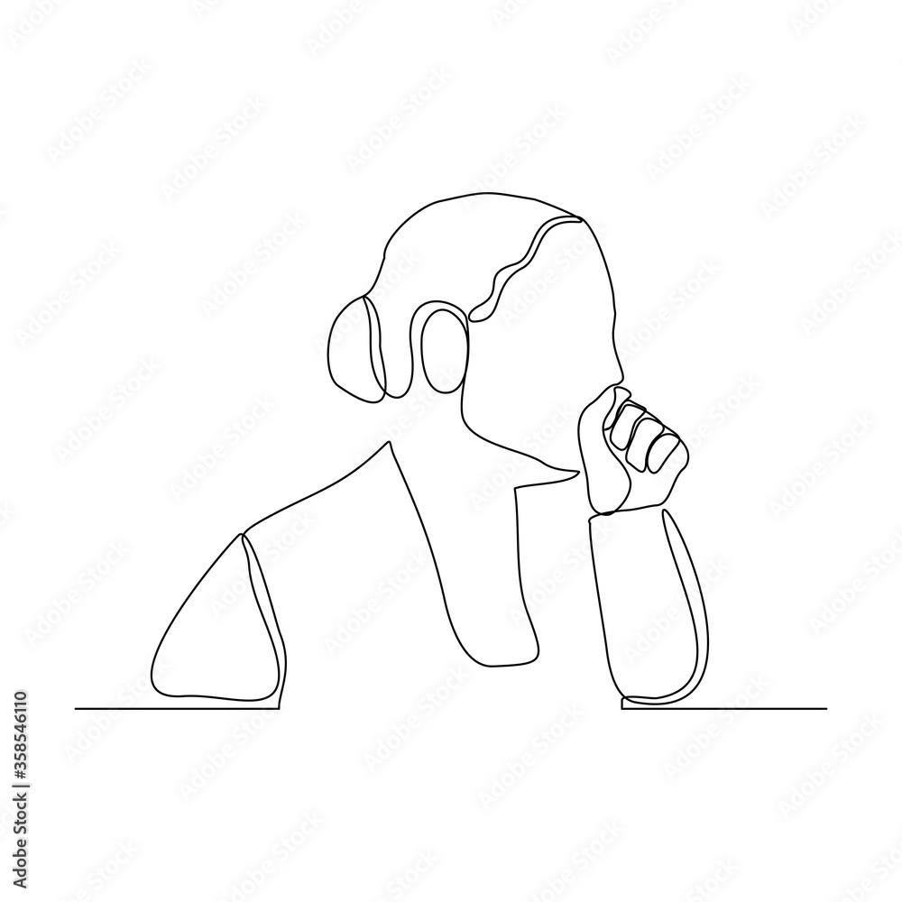 Continuous line drawing of woman suffering cough. Vector illustration Continuous line drawing of woman suffering cough. Vector illustration