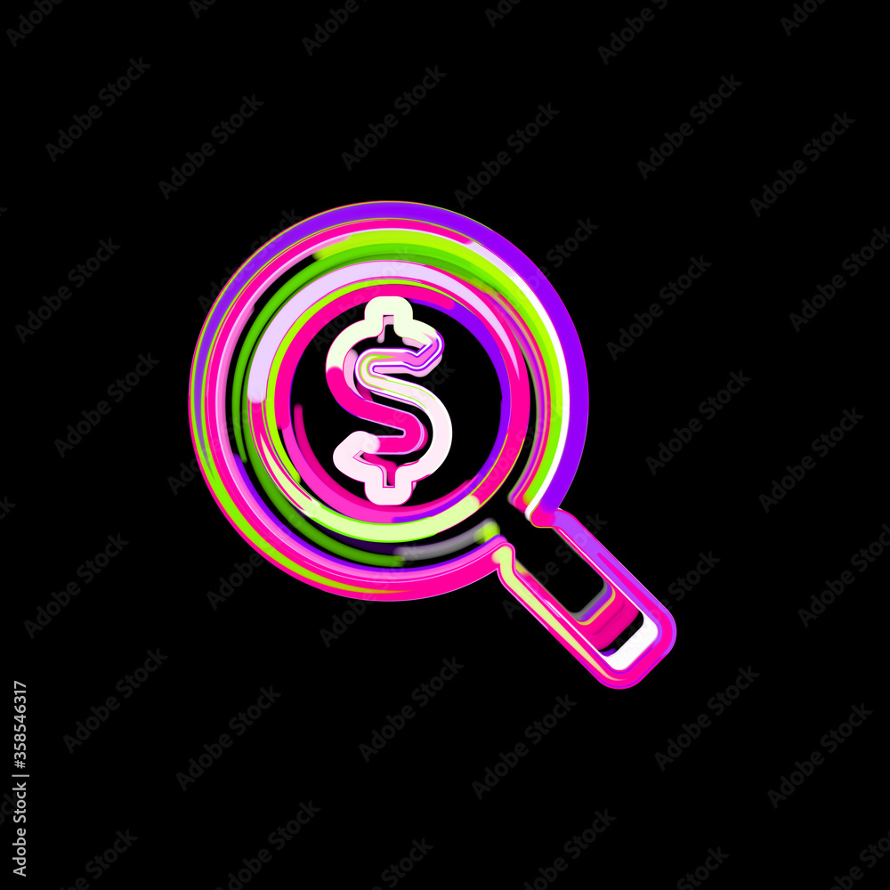 Symbol search dollar from multi-colored circles and stripes. UFO Green, Purple, Pink Symbol search dollar from multi-colored circles and stripes. UFO Green, Purple, Pink