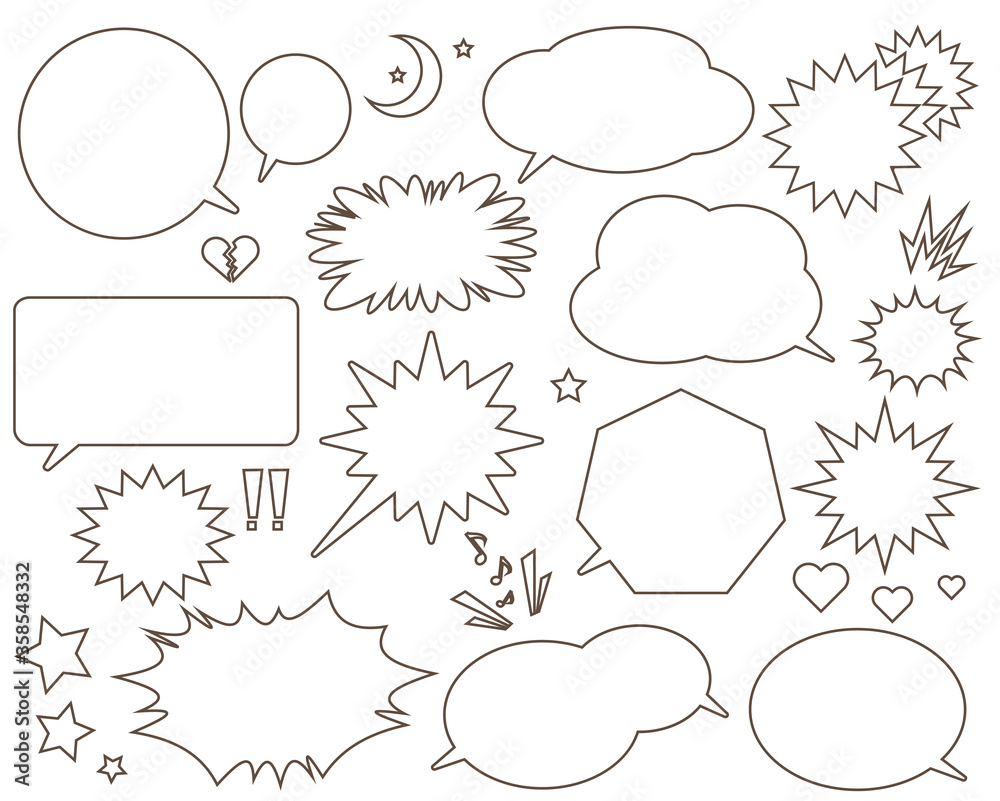 ふきだしのセット ハート 星 ビックリマーク 見出し Vector De Stock Adobe Stock