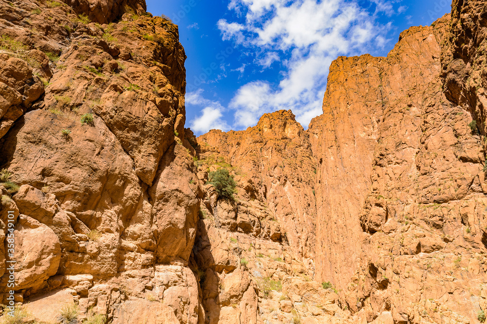 It's Todgha Gorge, a canyon in the High Atlas Mountains in Morocco, near the town of Tinerhir.
