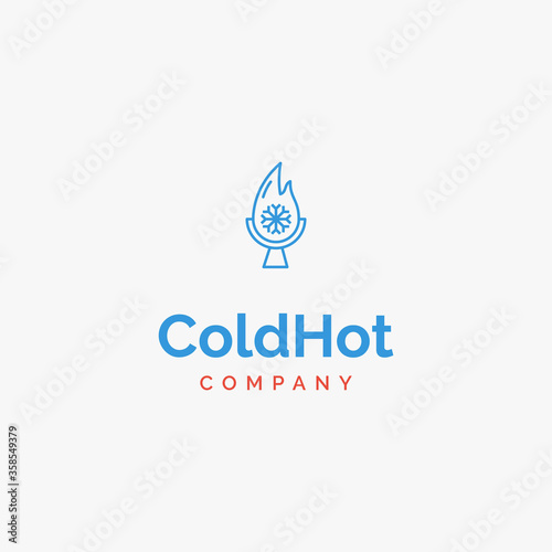 simple and creative fire and cold symbol combination logo design inspiration