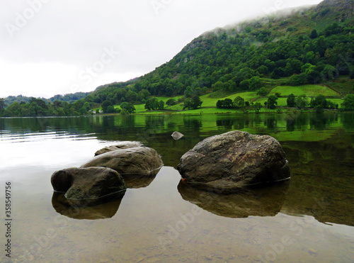 landscape view of Rydal Water in the Lake District, Cumbria with reflections photo