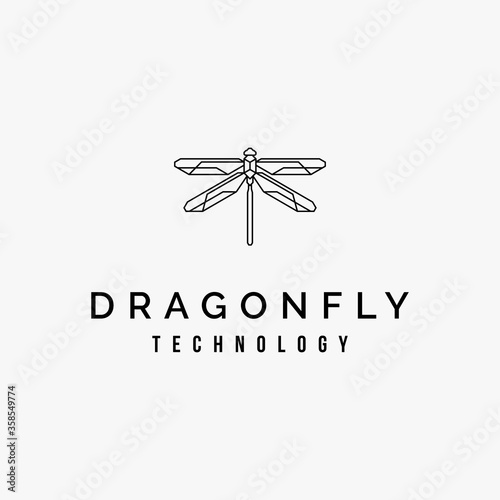 simple, creative, modern nature dragonfly technology logo design inspiration