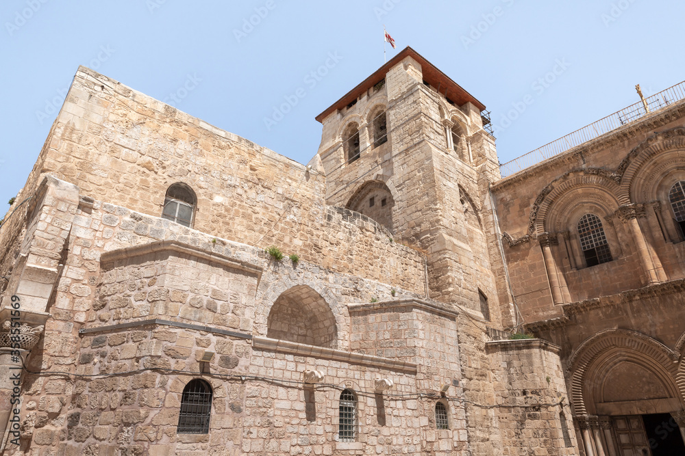 The Church of the Holy Sepulchre building in the old city of Jerusalem, Israel