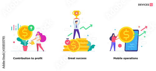 People use gadgets. set of icons, illustration. Smartphones tablets user interface social media.Flat illustration Icons infographics. Landing page site print poster.