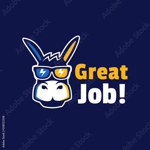cool donkey wear sunglasses logo design