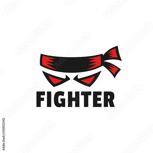 strong masculine fighter with headband logo design 