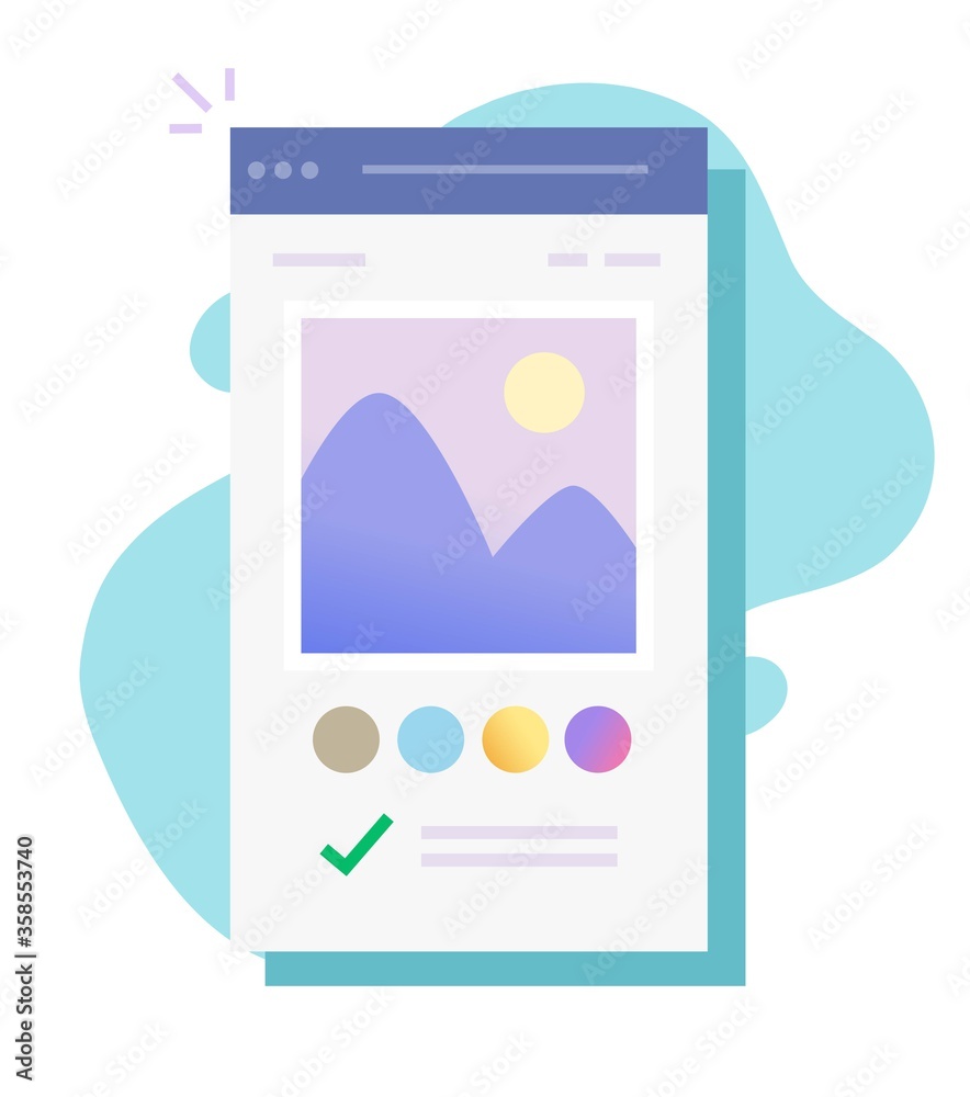 Image photo editor software app online on mobile app vector or picture creating on digital drawing program flat cartoon, concept of color editing graphic content modern design