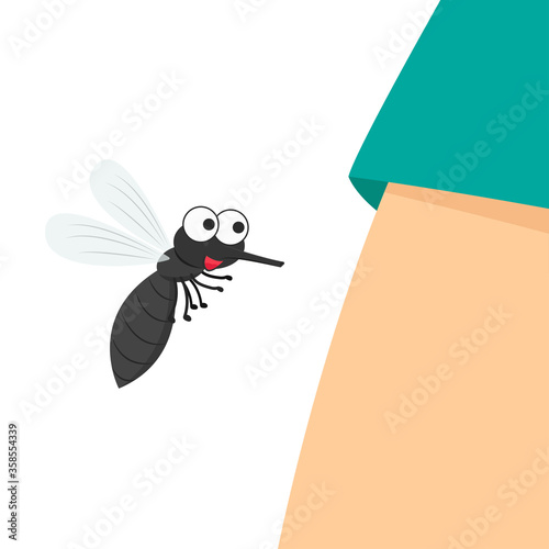 Mosquito bites. mosquito cartoon. wallpaper. free space for text. copy space.