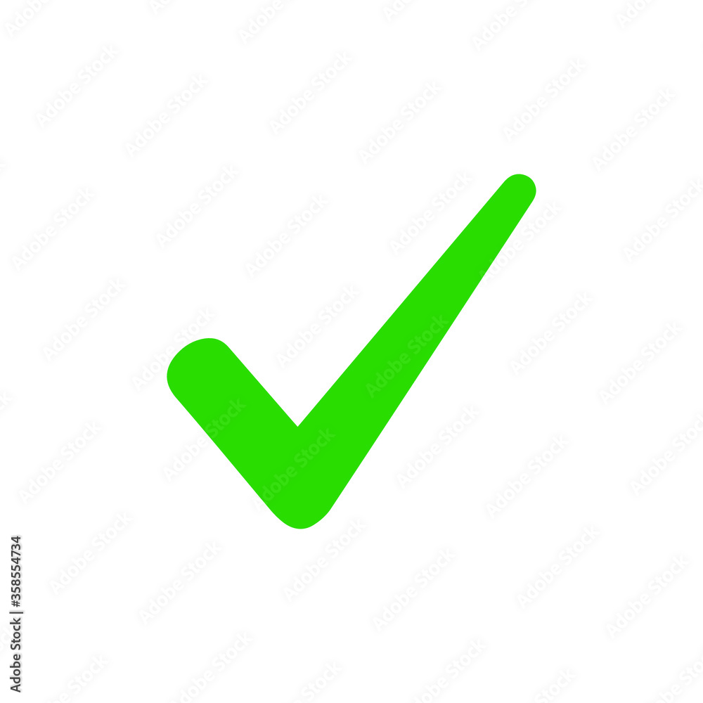 Green check mark icon. Tick symbol in green color, vector illustration. Green check mark icon. Tick symbol in green color, vector illustration.