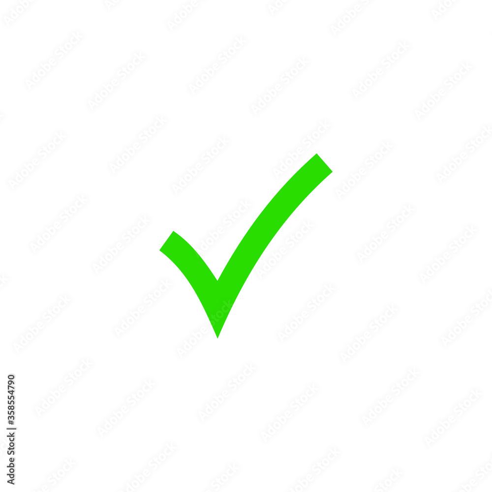 Green check mark icon. Tick symbol in green color, vector illustration. Green check mark icon. Tick symbol in green color, vector illustration.