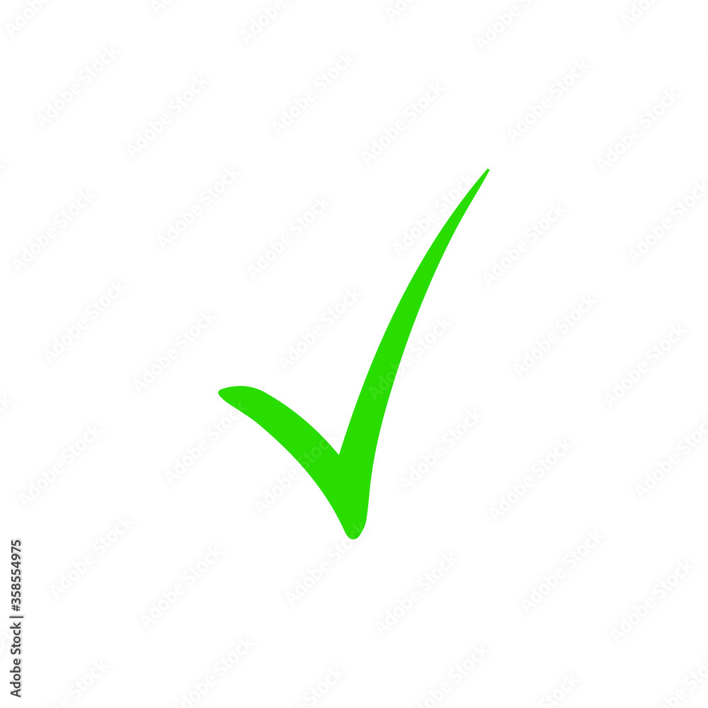 Green check mark icon. Tick symbol in green color, vector illustration. Green check mark icon. Tick symbol in green color, vector illustration.