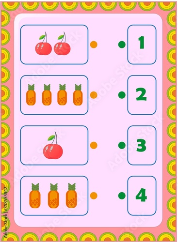 Preschool and toddler math with cherry and pineapple design